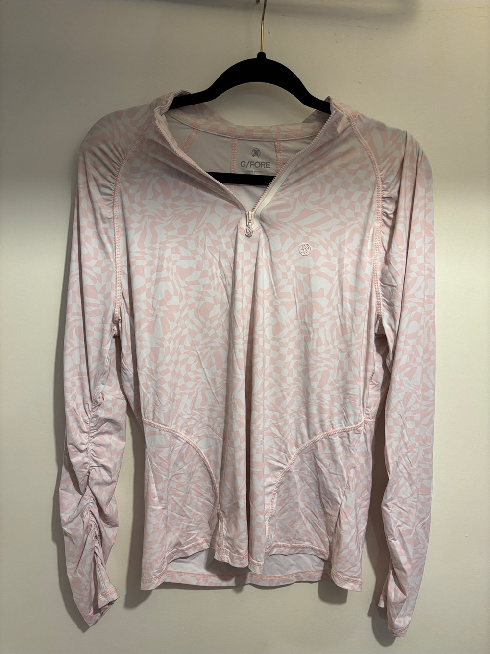 G/FORE Light Pink Abstract-Print Quarter Zip Top